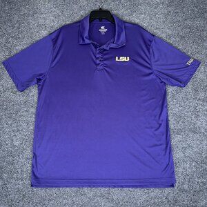 LSU Tigers Polo Shirt Mens 2XL Purple Short Sleeve Football NCAA‎ College Adult